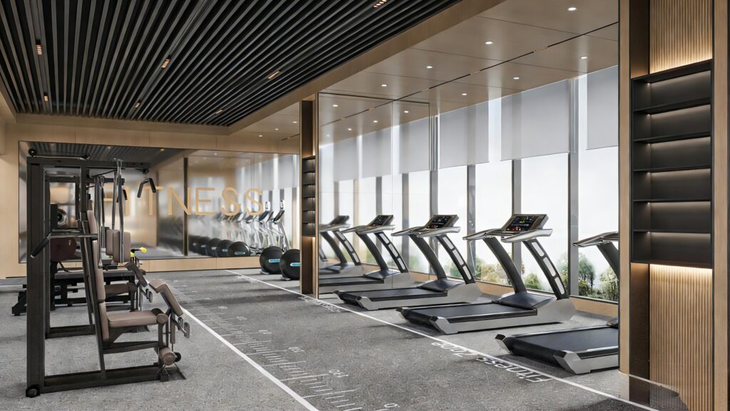 Equipped gym room available to Riverside Azure residents