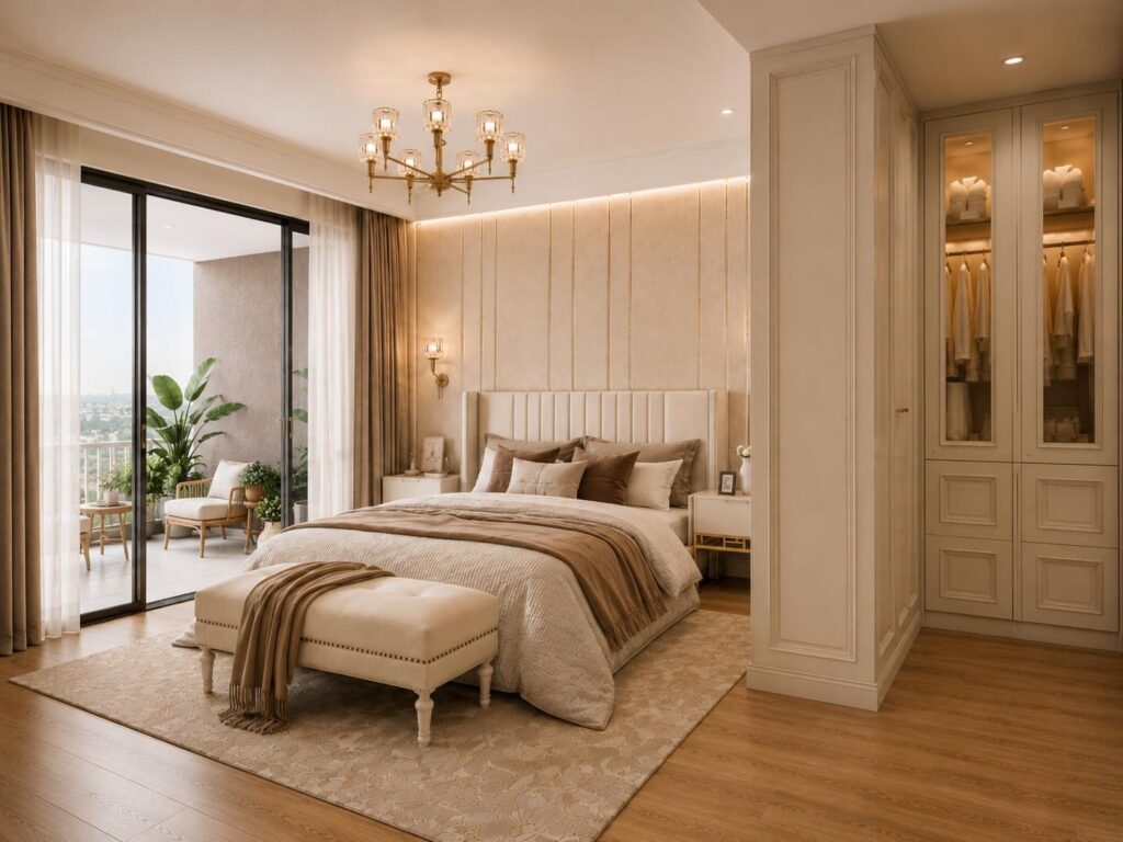 Master bedroom with natural light in a Type C unit at Riverside Azure